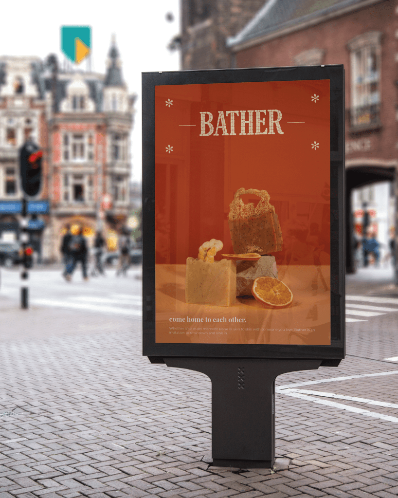 bather marketing signage and logo design
